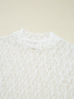 Sheer Lace Bell Sleeve Mock Neck Blouse