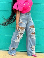 Full Size Distressed Wide Leg Jeans Plus Size