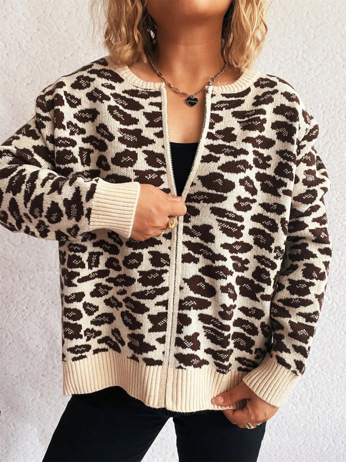 Zip Up Long Sleeve Cardigan