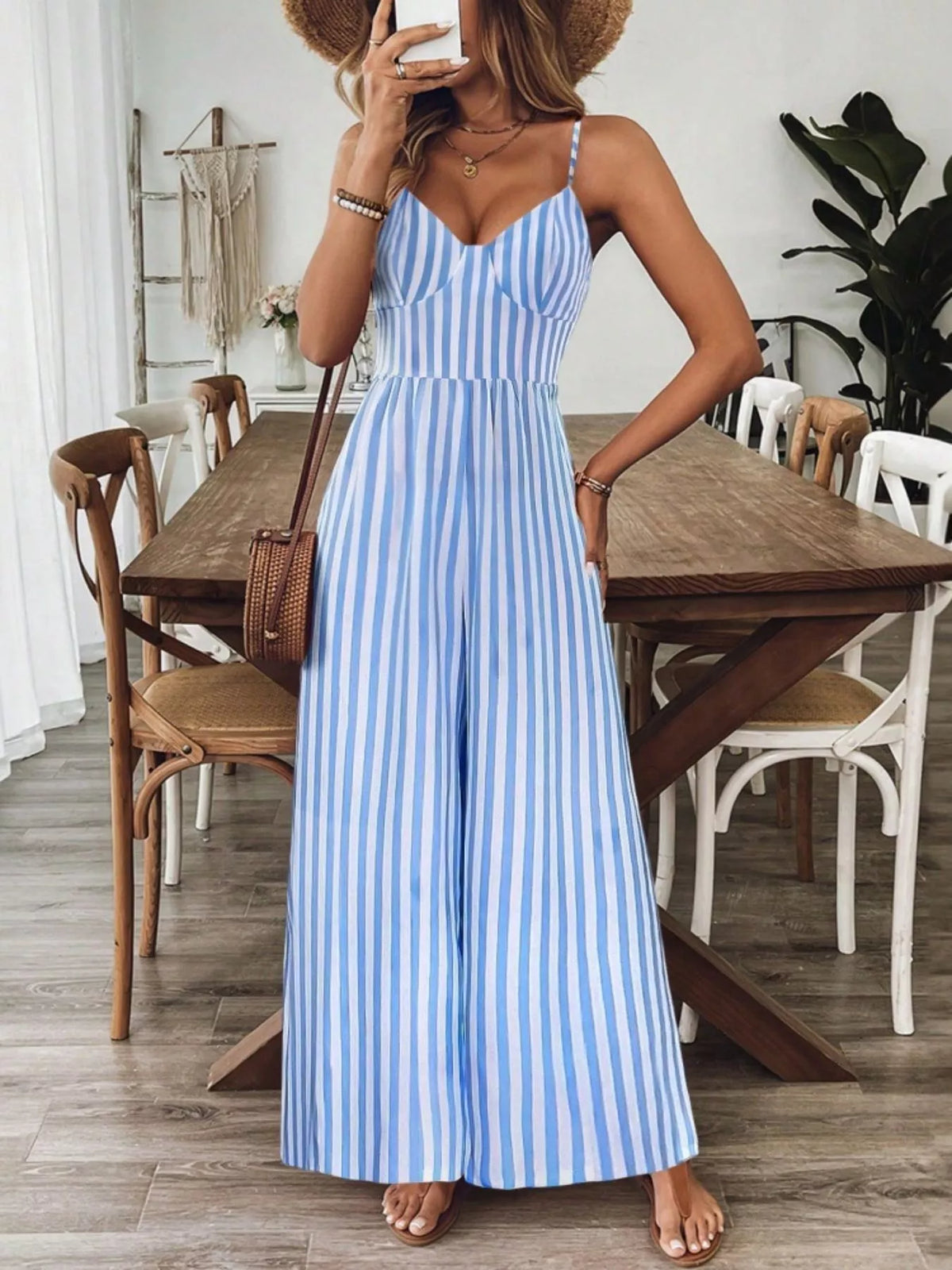Spaghetti Strap Wide Leg Jumpsuit