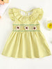 Children's Gingham Ruffle Dress with Floral Appliques