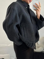 Full Size Snap Down Drop Shoulder Jacket