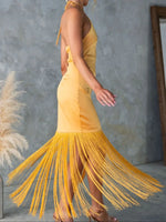 Fringe Halter Neck Dress