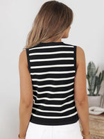 Striped Button-Front Sweater Vest