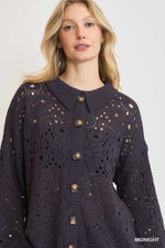 Umgee Hollow Out Button Down Cardigan