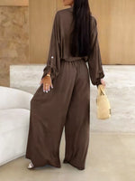 Long Sleeve Shirt and Wide Leg Pants Set