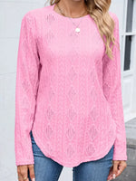 Diamond Pattern Knit Long Sleeve T-Shirt