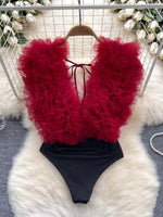 Ruffle Trim Sleeveless Bodysuit