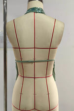 Bead Embellished Halter Neck Tank