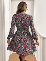 Printed Balloon Sleeve Mini Dress