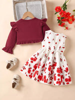 Children's Bow Dress & Ruffle Trim Cardigan Set