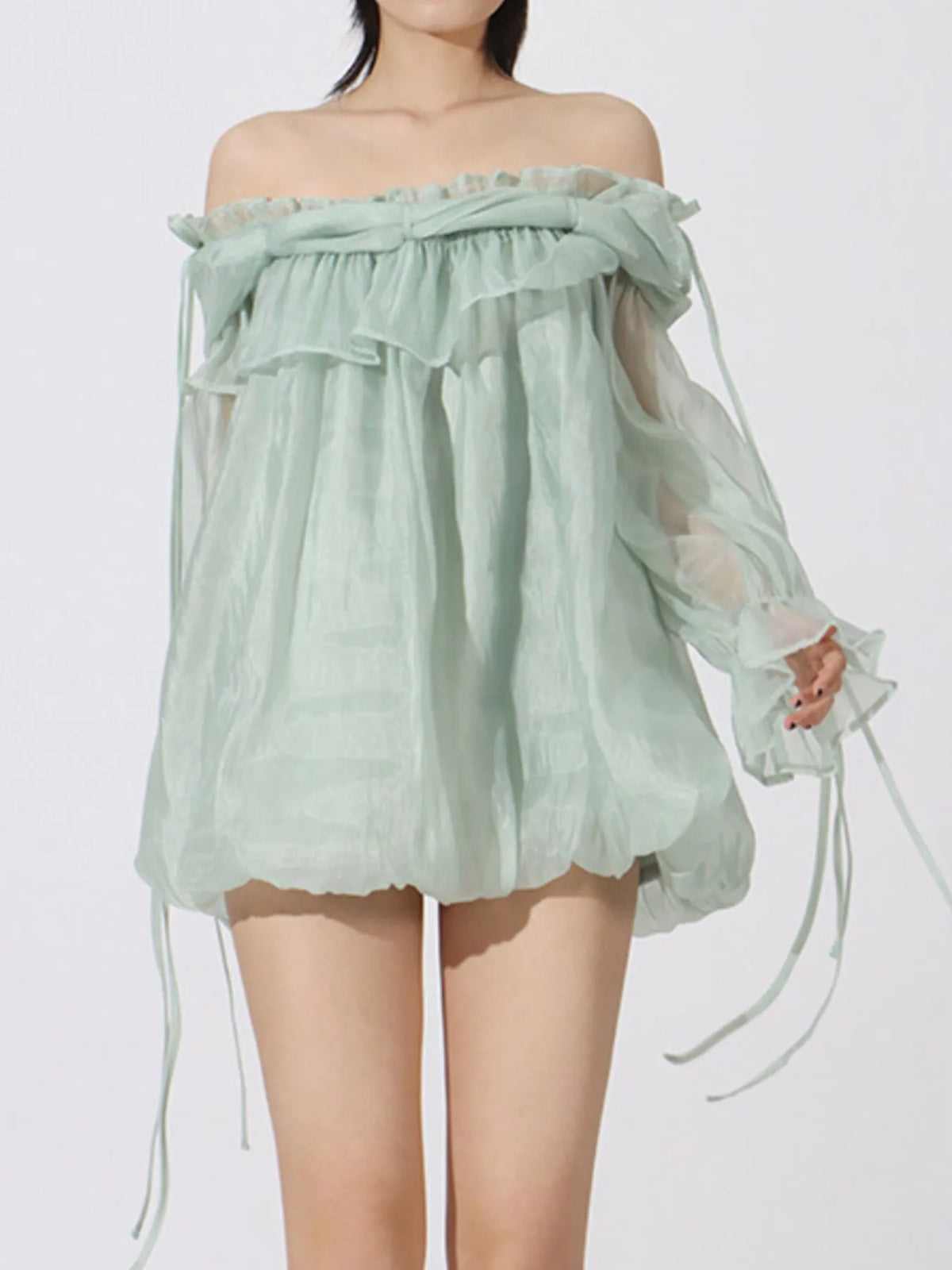 Ruffled Off-Shoulder Flounce Sleeve Blouse