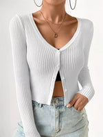 Ribbed Knit Button-Up Cardigan