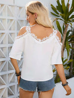 Cold Shoulder Lace Trim Blouse