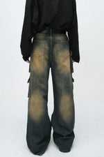 High Waist Jeans with Cargo Pockets