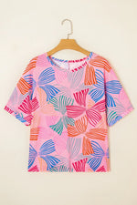 Printed Waffle Knit Oversized T-Shirt