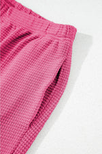 Solid Color Textured Buttoned Shirt and Casual Pants Set