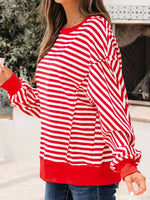 Stripe Exposed Seam Drop Shoulder Casual Top