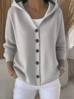 Full Size Hooded Button-Front Soft Knit Cardigan Plus Size
