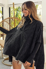 BiBi Vintage Washed Quilted Half Zip Top