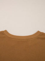 Oversized Textured Split Neck High Low Sweatshirt