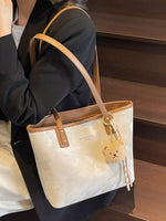 Tote Shoulder Bag with Bear Charm