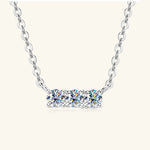 925 Sterling Silver Inlaid Moissanite Bar Necklace