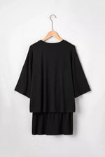 Solid Color Oversize Tee Tie Wrap Mini Skort 2pcs Set