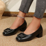 Buckle Block Heel Pumps