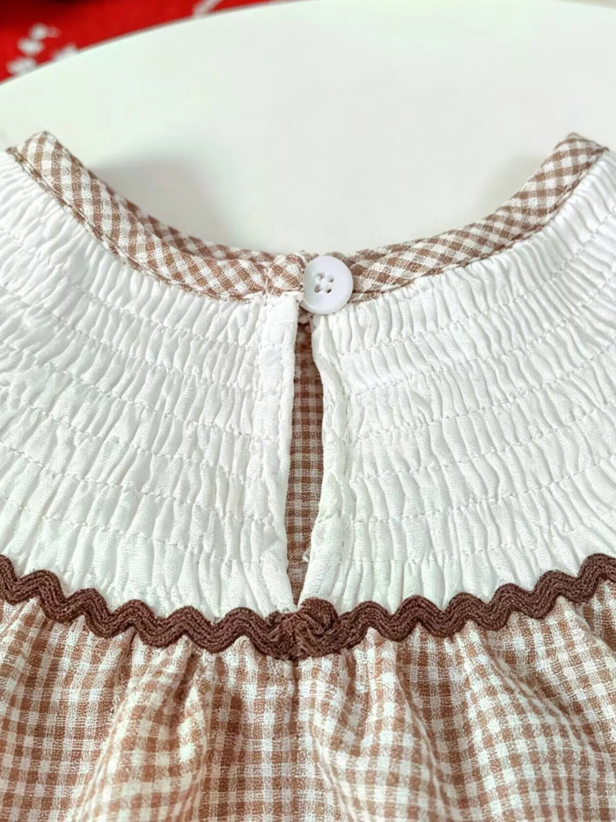 Children's Gingham Football Puff Sleeve Dress