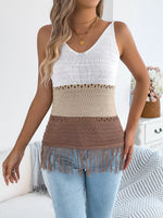 Color Block Fringe Hem Knit Cami