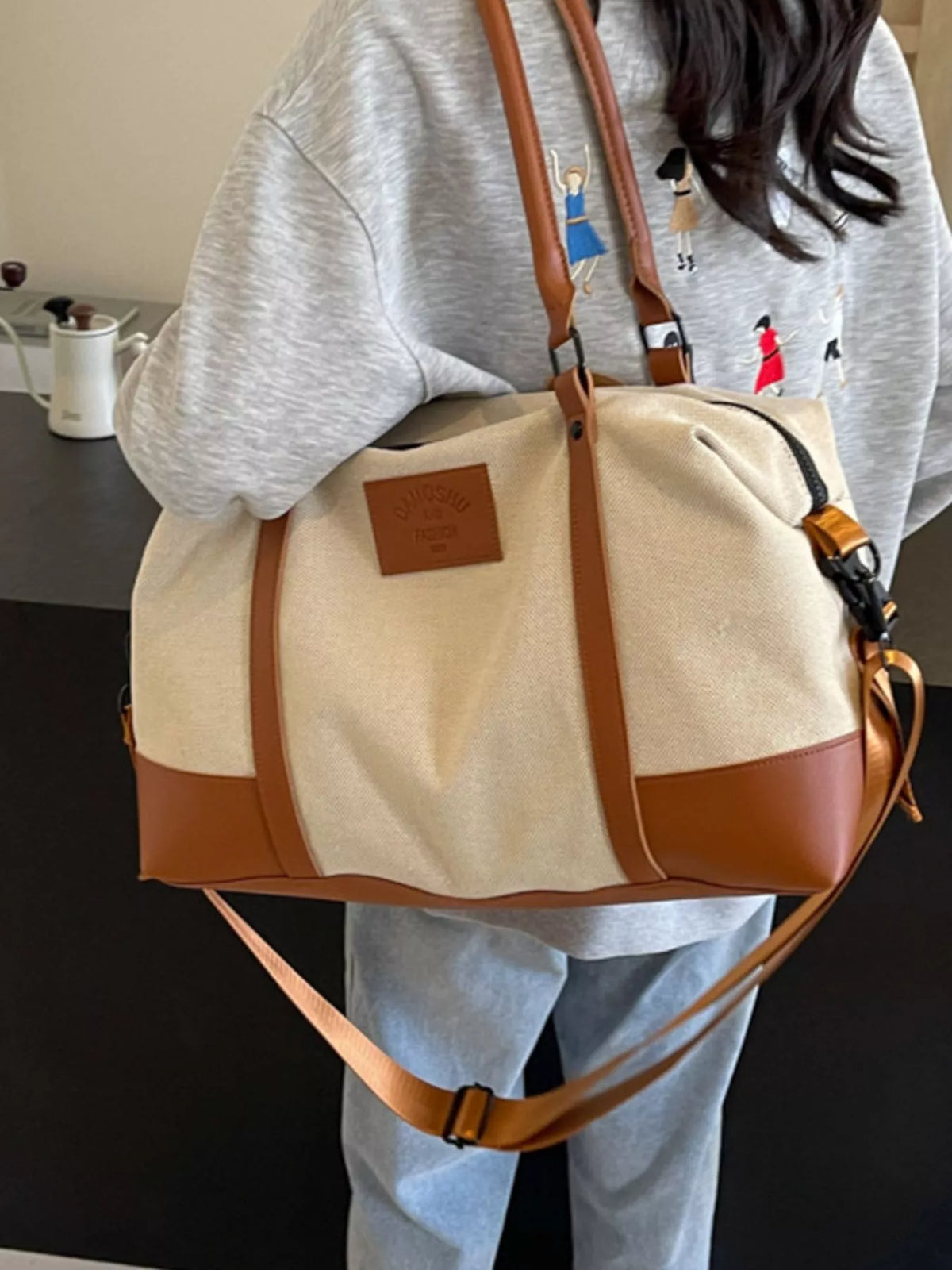 Canvas Leather Trim TravelBag