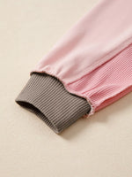 Color Block Mix Texture Waffle Patchwork Oversize Sweatshirt