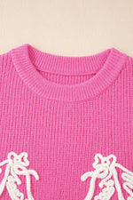 Western Horse Embroidered Round Neck Sweater