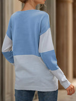 Color Block V-Neck Knit Top