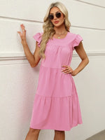 Tiered Ruffle Sleeve Mini Dress