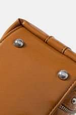 Fame Faux Leather Studded Trim Shoulder Bag