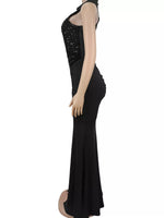 Sequin High Slit Sleeveless Maxi Dress