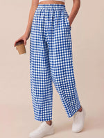 Gingham Wide-Leg Casual Pants