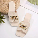 Chain Embellished Slide Sandals