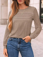 Lace Sleeve Crew Neck T-Shirt