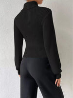 Cutout Front Turtleneck Long Sleeve Sweater