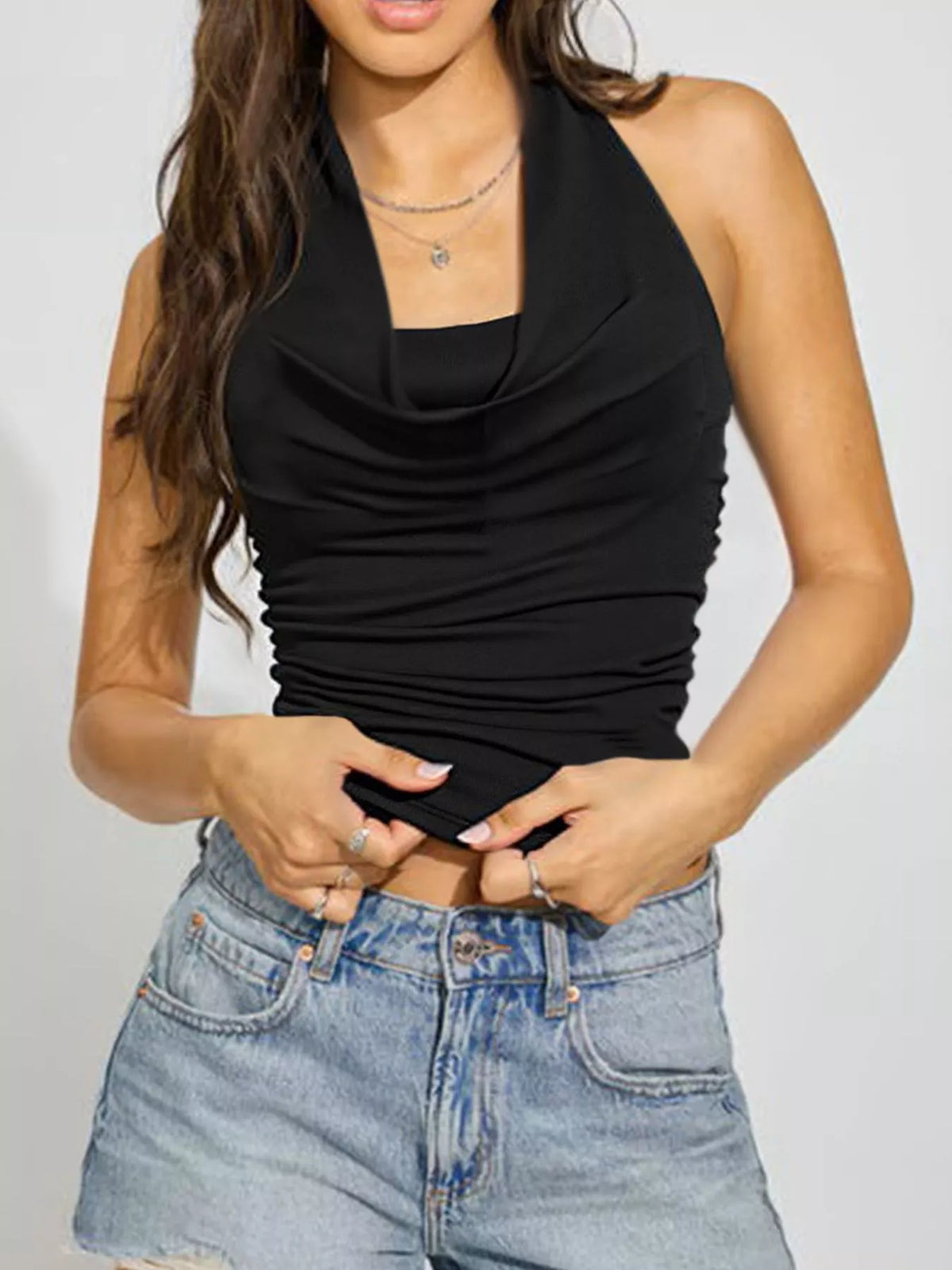Halter Neck Ruched Cami