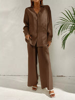 Long Sleeve Shirt & Wide Leg Pants Set