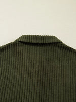 Ribbed Fleece Plaid Print Patchwork Button Up Jacket
