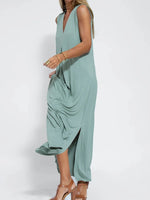 Full Size V-Neck Sleeveless Maxi Dress with Slit Plus Size