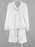 Snap Detail Long Sleeve Top and Shorts Set