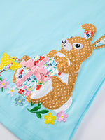 Children's Bunny Striped Sleeve Casual Dress