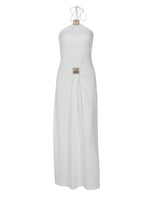 Backless Ruched Halter Neck Maxi Dress