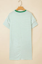 Casual Striped T-Shirt Dress with Pockets
